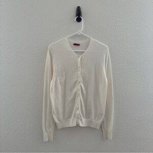 6397 Silk Cotton V-Neck Cardigan - Quiet Luxury Minimalist Cottagecore - M